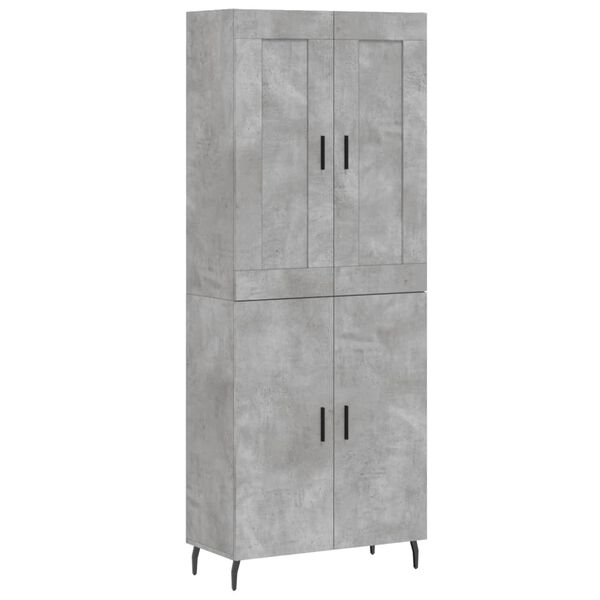 vidaXL Skř&iacute;ň highboard betonově &scaron;ed&aacute; 69,5x34x180 cm kompozitn&iacute; dřevo