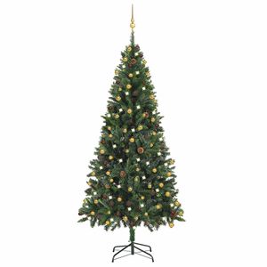 vidaXL Uměl&yacute; v&aacute;nočn&iacute; stromek s LED a sadou koul&iacute; zelen&yacute; 210 cm