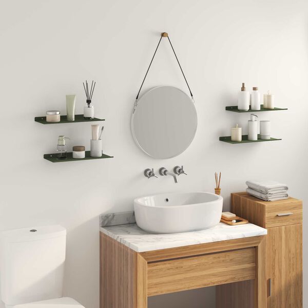 vidaXL Plovouc&iacute; police 4 pcs Olivově zelen&aacute; 40 x 18 x 2,5 cm Ocel