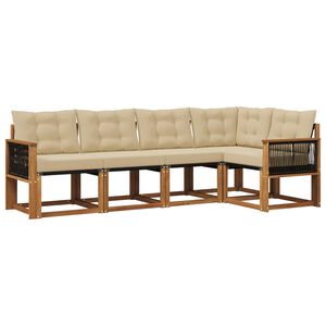 vidaXL Venkovn&iacute; pohovkov&aacute; souprava 5 pcs Přirozen&aacute; a B&eacute;žov&aacute;