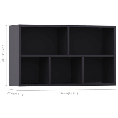 vidaXL Knihovna/příborník šedá 50 x 25 x 80 cm dřevotříska