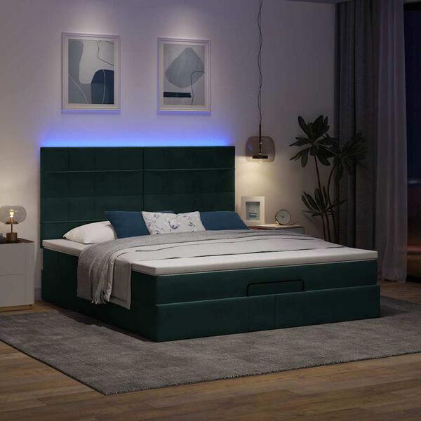 vidaXL Osmansk&yacute; r&aacute;m postele s matrac&iacute;es tmavě &scaron;ed&aacute; 160x200cm samet