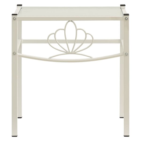 vidaXL Nočn&iacute; stolky 2 ks b&iacute;l&eacute; a průhledn&eacute; kov a sklo