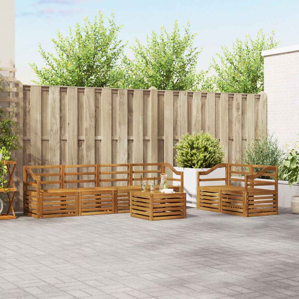 vidaXL Sedac&iacute; soupravy 7 pcs Př&iacute;rodn&iacute; Masivn&iacute; ak&aacute;tov&eacute; dřevo