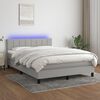 vidaXL Box spring postel s matrac&iacute; a LED světle &scaron;ed&aacute; 140x190 cm textil