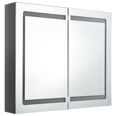 vidaXL LED koupelnová skříňka se zrcadlem zářivě šedá 80 x 12 x 68 cm