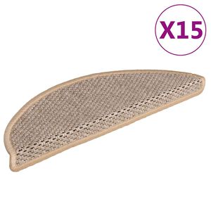 vidaXL Samolep&iacute;c&iacute; n&aacute;&scaron;lapy na schody vzhled sisal 15ks 56x17x3cm b&eacute;žov&eacute;
