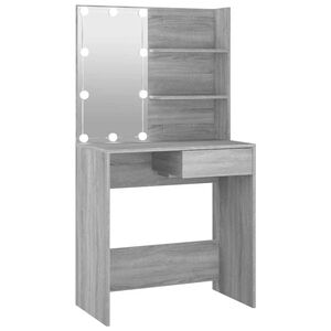 vidaXL Toaletn&iacute; stolek s LED &scaron;ed&yacute; sonoma 74,5 x 40 x 141 cm