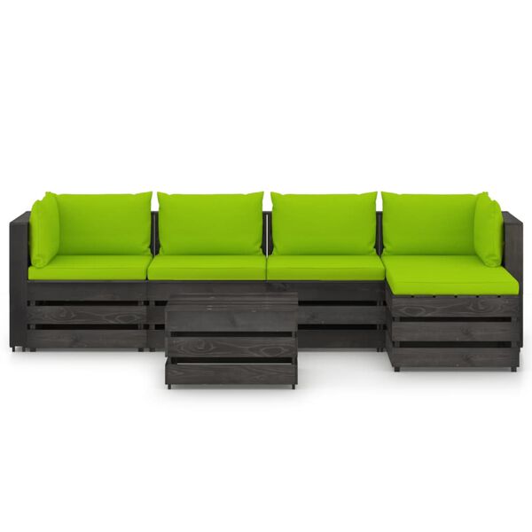 vidaXL 6d&iacute;ln&aacute; zahradn&iacute; souprava s podu&scaron;kami &scaron;edě impregnovan&eacute; dřevo