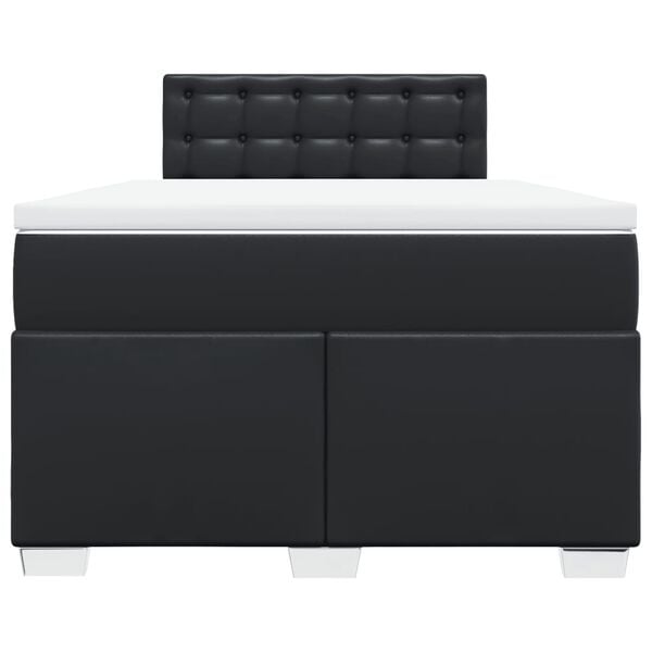 vidaXL Box spring postel s matrac&iacute; čern&aacute; 120x190 cm uměl&aacute; kůže