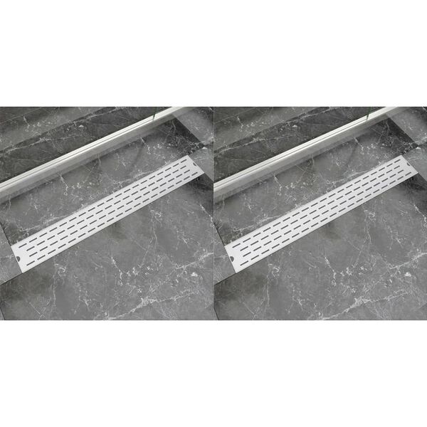 vidaXL Rovný sprchový odtokový žlab 2 ks linky 830x140mm nerezová ocel