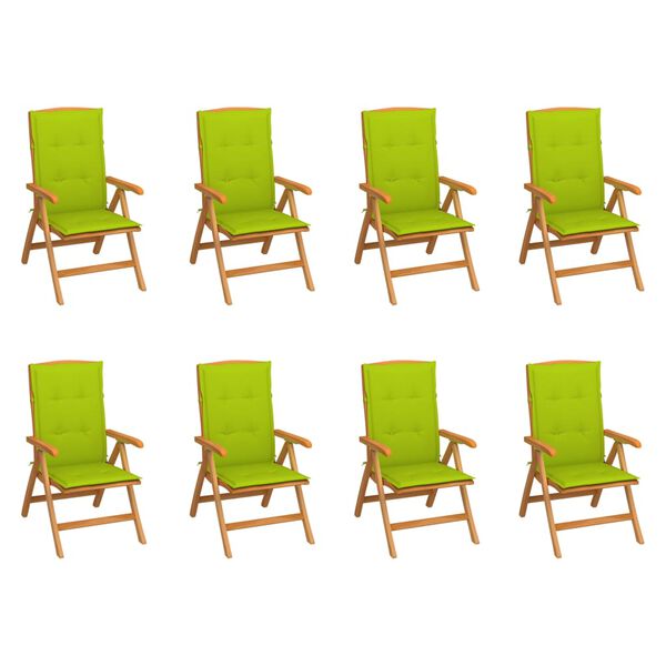 vidaXL Polohovac&iacute; zahradn&iacute; židle s podu&scaron;kami 8 ks masivn&iacute; teak