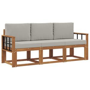 vidaXL Venkovn&iacute; pohovkov&aacute; souprava 3 pcs Př&iacute;rodn&iacute; a světle &scaron;ed&aacute;