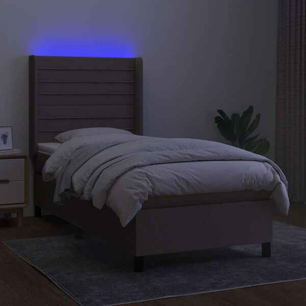 vidaXL Box spring postel s matrac&iacute; a LED taupe 90x190 cm textil