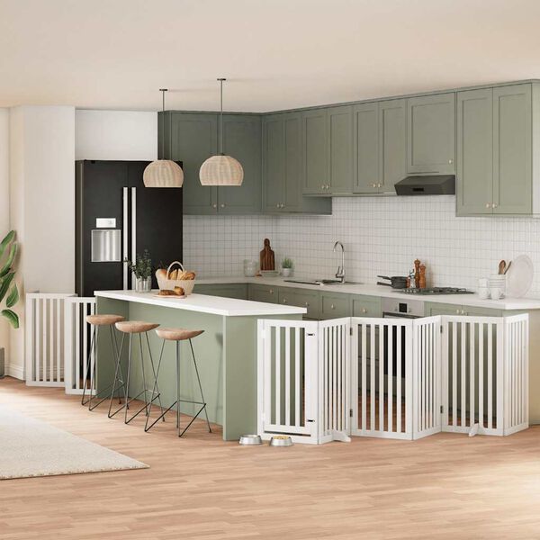 vidaXL Z&aacute;brana pro psy s dv&iacute;řky skl&aacute;dac&iacute; 15 panelů b&iacute;l&aacute; 750 cm topol