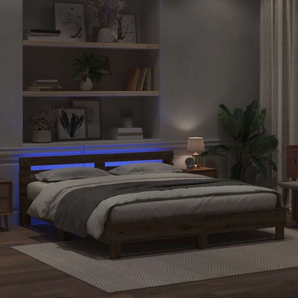 vidaXL R&aacute;m postele s čelo dub artisan 200 x 200 cm Kompozitn&iacute; dřevo