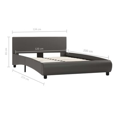 vidaXL Rám postele šedý umělá kůže 120 x 200 cm