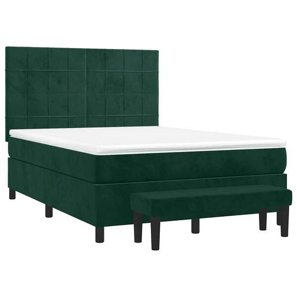 vidaXL Box spring postel s matrac&iacute; tmavě zelen&aacute; 140x190 cm samet