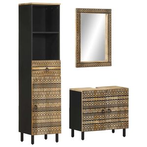 vidaXL 3dílná koupelnová sestava masivní mangovníkové dřevo