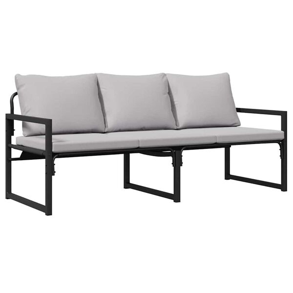 vidaXL Zahradní nábytek s polštářem Jiný Černá 180 x 72.5 x 71 cm Ocel