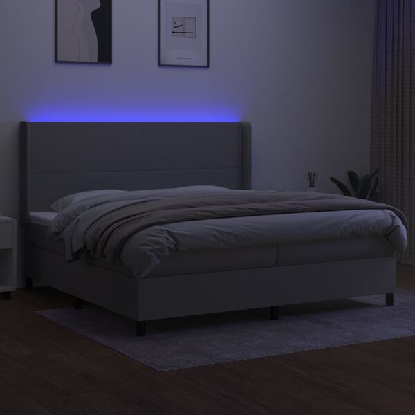 vidaXL Box spring postel s matrac&iacute; a LED světle &scaron;ed&aacute; 200x200 cm textil