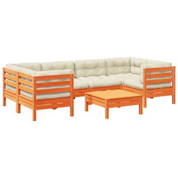 vidaXL 7d&iacute;ln&aacute; zahradn&iacute; sedac&iacute; souprava podu&scaron;ky voskově hněd&aacute; borovice