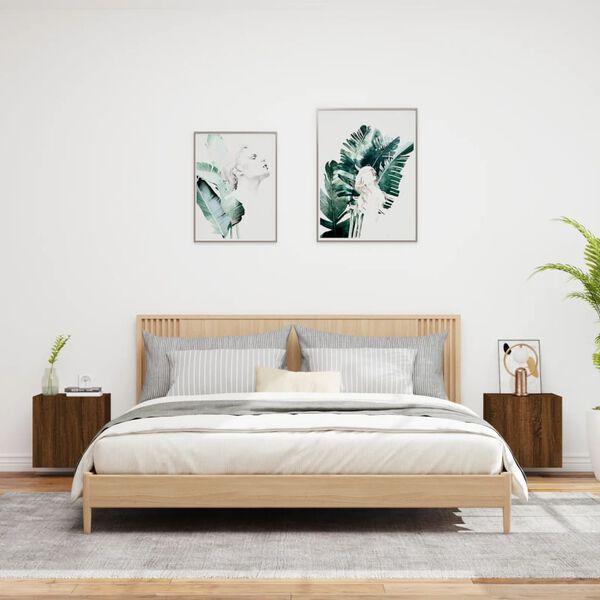 vidaXL N&aacute;stěnn&eacute; TV skř&iacute;ňky 2 ks hněd&yacute; dub 40,5 x 30 x 40 cm kompozit