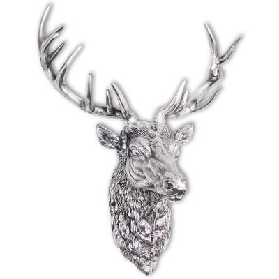 vidaXL Nástěnná dekorace jelení hlava hliníková stříbrná