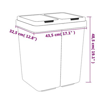 vidaXL Dvojitý odpadkový koš antracitový 2 x 25 l