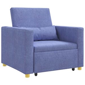 vidaXL Rozkl&aacute;dac&iacute; pohovka - jednolůžkov&aacute; s kolem Dž&iacute;nov&aacute; modr&aacute; textil