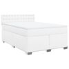 vidaXL Box spring postel s matrac&iacute; b&iacute;l&aacute; 140x200 cm uměl&aacute; kůže
