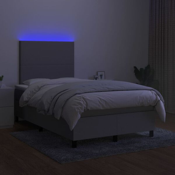 vidaXL Box spring postel s matrac&iacute; a LED světle &scaron;ed&aacute; 120x200 cm textil