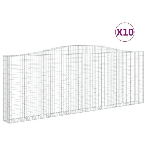 vidaXL Klenuté gabionové koše 10ks 400x30x140/160cm pozinkované železo