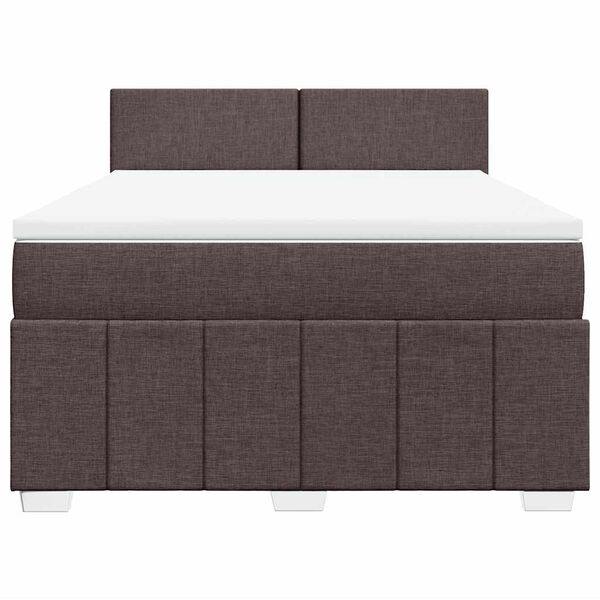 vidaXL Box spring postel s matrac&iacute; tmavě hněd&aacute; 140x190 cm textil