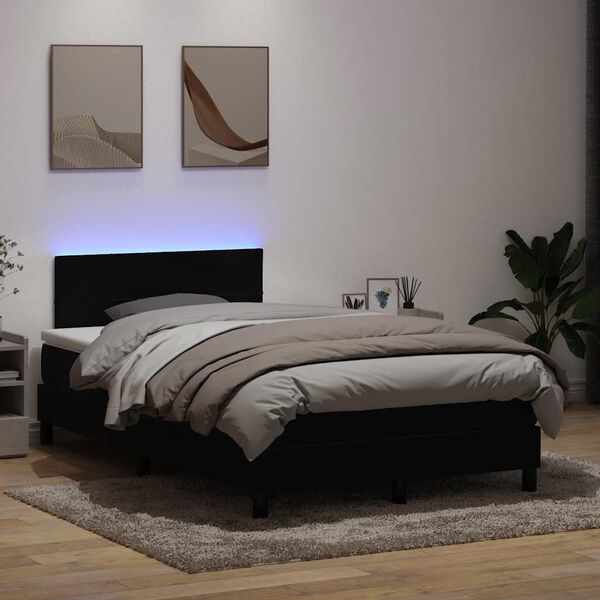 vidaXL Box spring postel s matrac&iacute; a LED čern&aacute; 120x210 cm samet