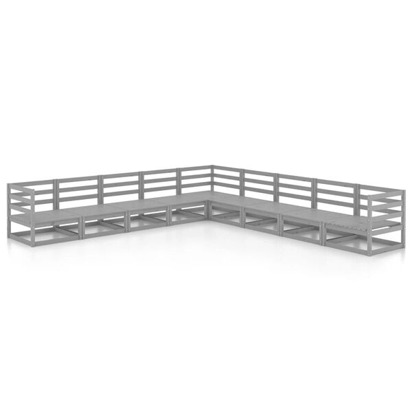 vidaXL 9dílná zahradní sedací souprava šedá masivní borovice