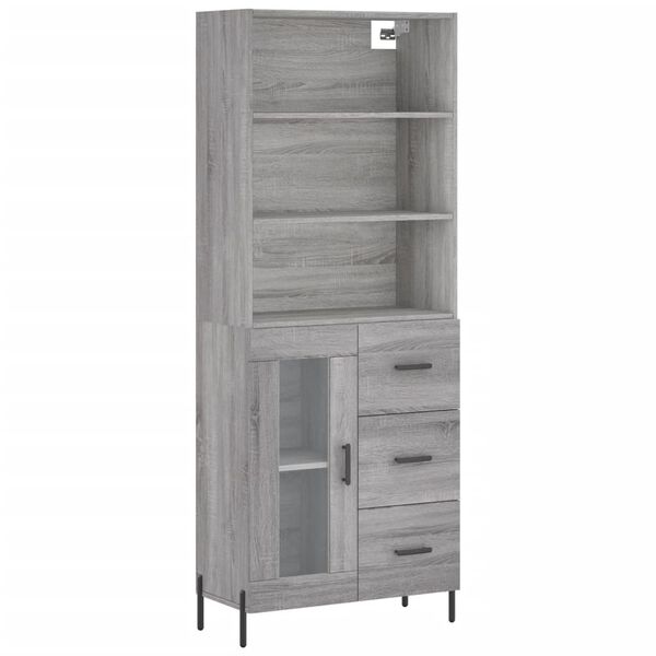 vidaXL Skříň highboard šedá sonoma 69,5 x 34 x 180 cm kompozitní dřevo