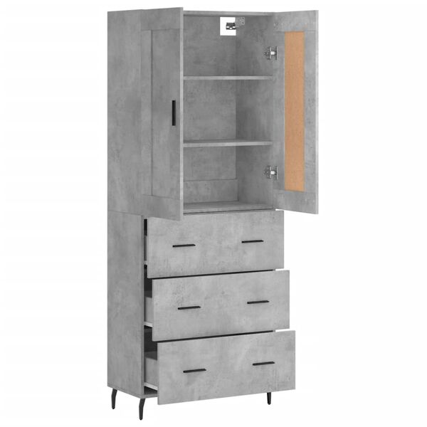 vidaXL Skř&iacute;ň highboard betonově &scaron;ed&aacute; 69,5x34x180 cm kompozitn&iacute; dřevo