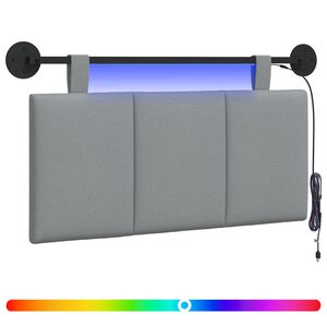 vidaXL Z&aacute;věsn&eacute; čelo postele S LED osvětlen&iacute;m Světle &scaron;ed&aacute; Textil