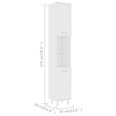 vidaXL Koupelnová skříňka bílá 30 x 30 x 179 cm dřevotříska