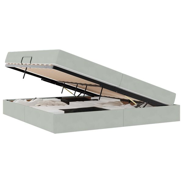vidaXL Postel s &uacute;ložn&yacute;m prostorem a matrac&iacute; Světle &scaron;ed&aacute; 200 x 200 cm