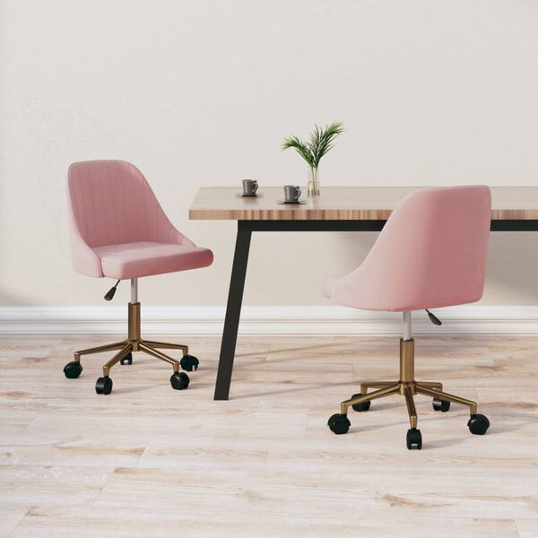 vidaXL Otočn&eacute; j&iacute;deln&iacute; židle 2 ks růžov&eacute; samet