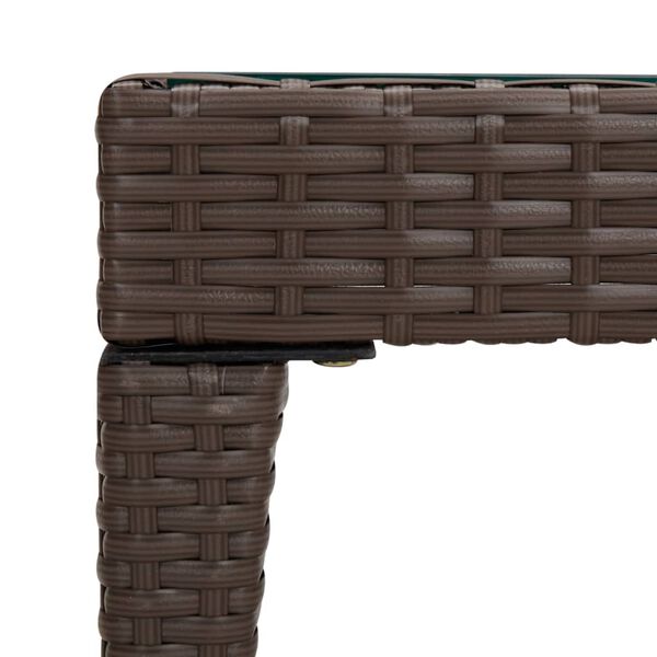 vidaXL Odkládací stolek hnědý 50 x 50 x 38 polyratan a tvrzené sklo