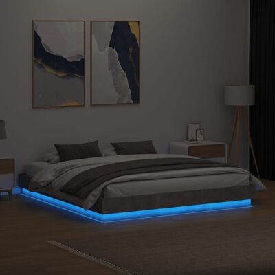 vidaXL Rám postele s LED osvětlením betonově šedý 180 x 200 cm