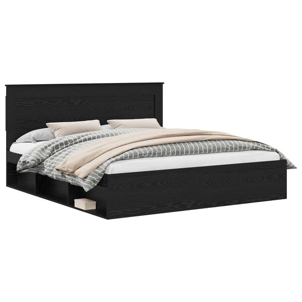 vidaXL Rám postele s čelo Černá 180 x 200 cm Masivní borové dřevo