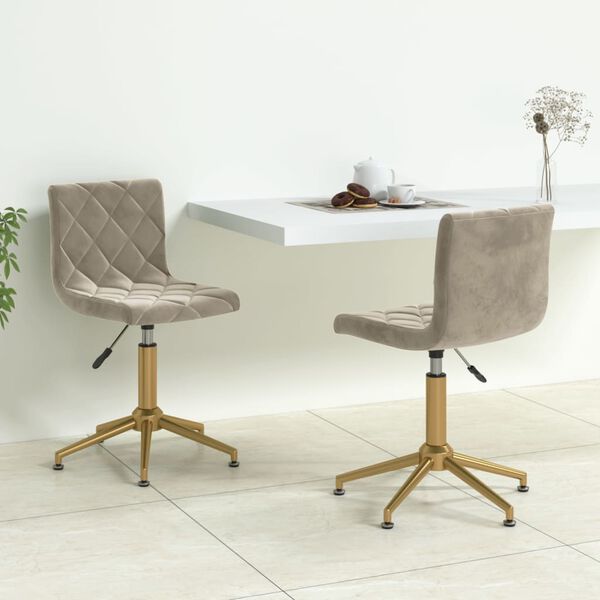 vidaXL Otočn&eacute; j&iacute;deln&iacute; židle 2 ks světle &scaron;ed&eacute; samet