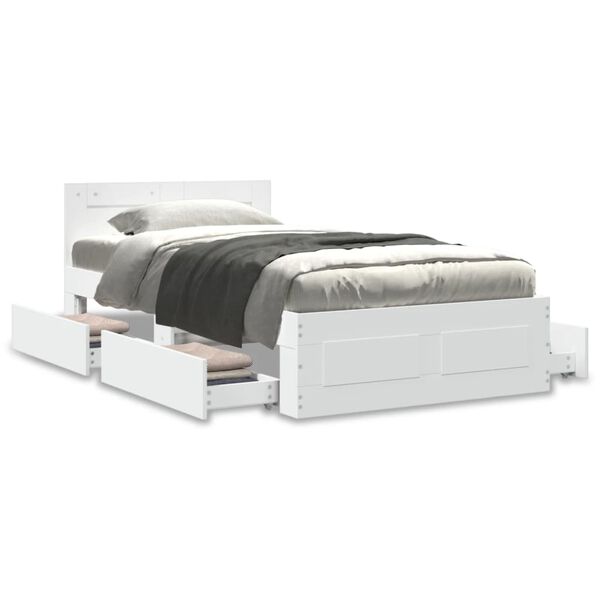 vidaXL Rám postele s čelem bílý 75 x 190 cm kompozitní dřevo