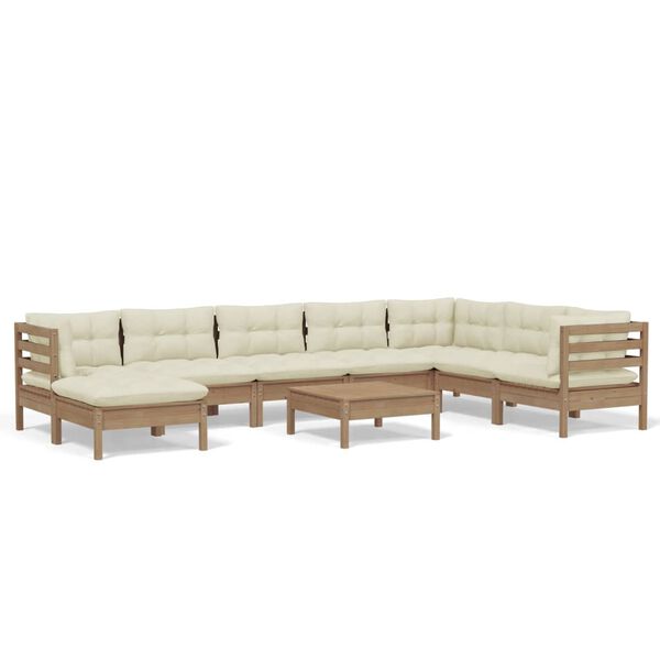 vidaXL 9d&iacute;ln&aacute; zahradn&iacute; sedac&iacute; souprava podu&scaron;ky medově hněd&aacute; borovice