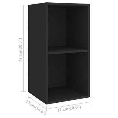 vidaXL Nástěnná TV skříňka černá 37 x 37 x 72 cm dřevotříska