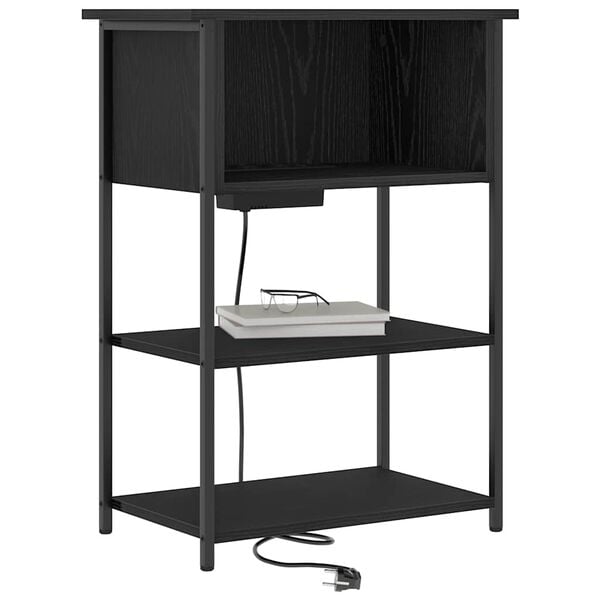 vidaXL Nočn&iacute; skř&iacute;ňka Čern&yacute; dub 55 x 31 x 76 cm kompozitn&iacute; dřevo